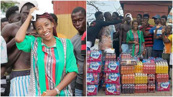 Afi Antonio marks her birthday at Opebea bus stop with kids and disabled people on the street