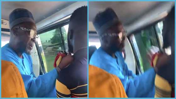 Grown Ghanaian man grabs trotro mate who refused to give him 50p change, video goes viral