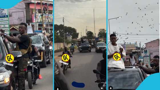 Shatta Wale causes heavy commotion as he sprays cash in the streets of Accra