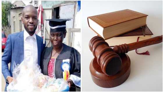 Man Wears Mum His Graduation Gown as He Bags Law Degree, She Sold Bread to Sponsor His Education