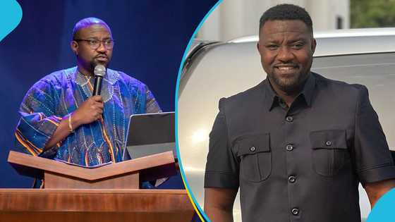 John Dumelo struggles to respond to his female colleague in Hausa after she speaks back to him, video