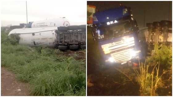 Pictures: Gas tanker overturned on motorway after accident; motorists urged to drive carefully