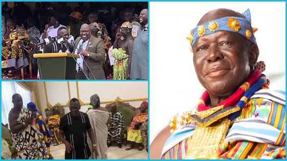 Akrobeto gets Asantehene & wife laughing at his 'big English' at Otumfuo Jubilee Hall unveiling