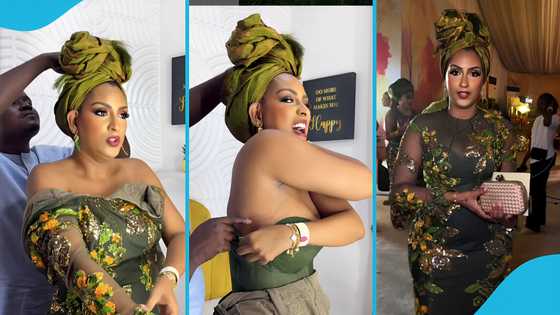 Juliet Ibrahim attends Priscilla Ojo's wedding, goes through pain to look exquisite