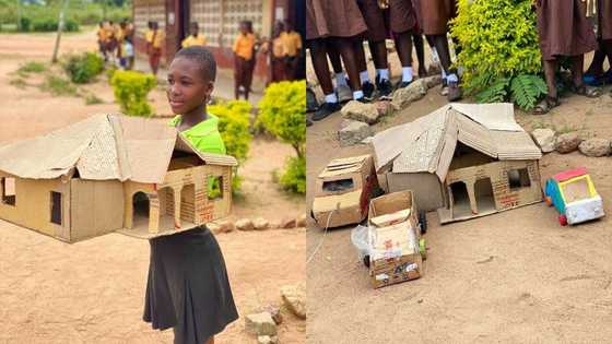 Franklina: 11-year-old Ghanaian primary 6 girl makes house & 3 cars out of paper