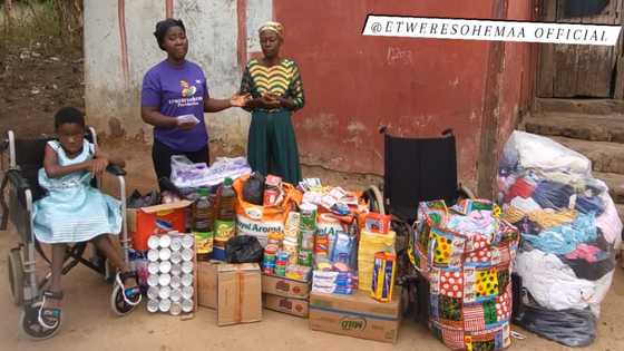 GH girl who has crawled all her life receives GH¢4k, 2 wheelchairs, food items, and clothes video