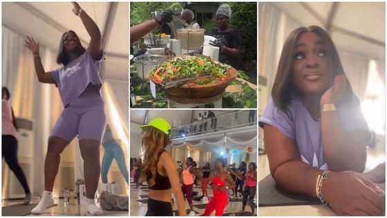 A video of Jackie Appiah exercising hard and eating well at Akufo-Addo's daughter's wellness festival has emerged