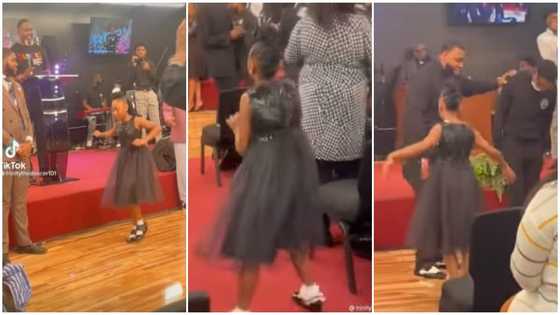She's in the spirit - Many say as little girl hops on one foot & displays sterling legwork in church in video