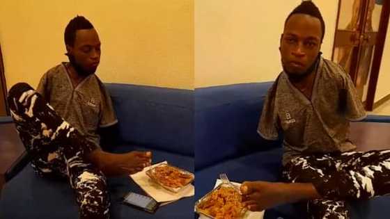 Man without arms says he cannot beg on streets, works hard to make living selling chicken