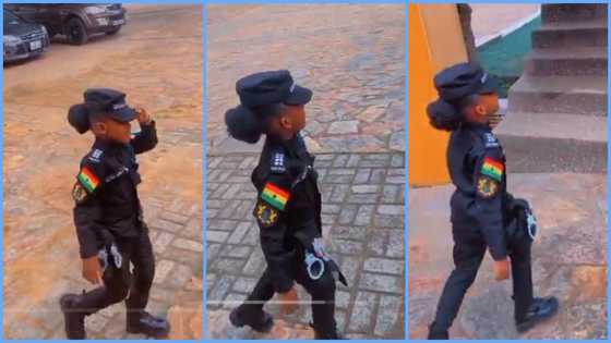 Little Ghanaian girl stuns parents and teachers, shows up in school dressed as a policewoman, video trends