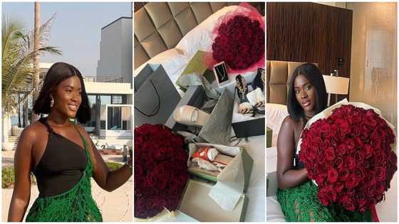 Fella Makafui rocks onesie to a beach in Dubai, shows off luxury heels and slippers in video