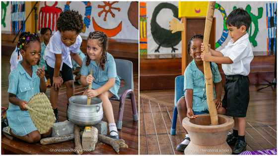 Photos of GIS rich kids pounding fufu and cooking banku in school causes stir