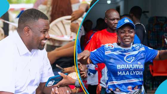 Dumelo and Lydia Alhassan give tight marking during Ayawaso West Wuogon special voting