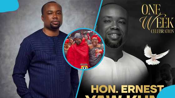 Ernest Kumi’s wife cries bitterly in sad moment at his one-week commemoration, video evokes sadness
