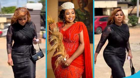 Empress Gifty flaunts tiny waist and flat tummy at a funeral, peeps react to the video