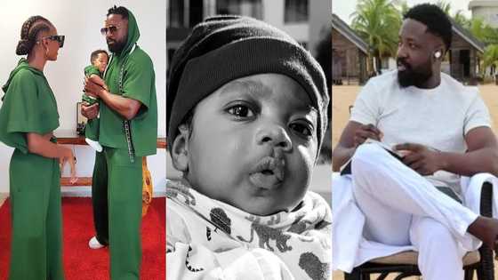 Elikem's cute son and baby mama joins 'washawasay' challenge in adorable video; fan's can't keep calm