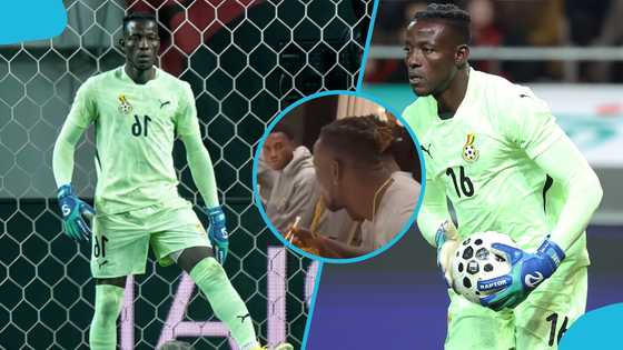 Benjamin Asare uses chopsticks to eat noodles in Korea as Black Stars mates cheer in video