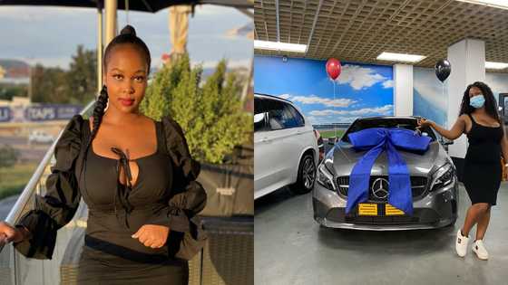Pretty lady flexes stunning Mercedes Benz birthday gift from mom; shares admirable photos