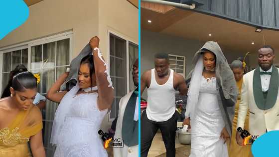 Wedding MC removes his shirt for a bride to cover her hair in the rain: “Umbrella no dey”