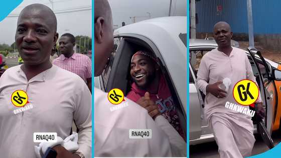 Appiah Stadium speaks Twi with Davido as they meet for the 1st time, video excites fans