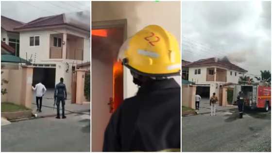 Fire guts room in 6-bedroom-storey building behind Rawlings' residence at Adjiringanor; video emerges