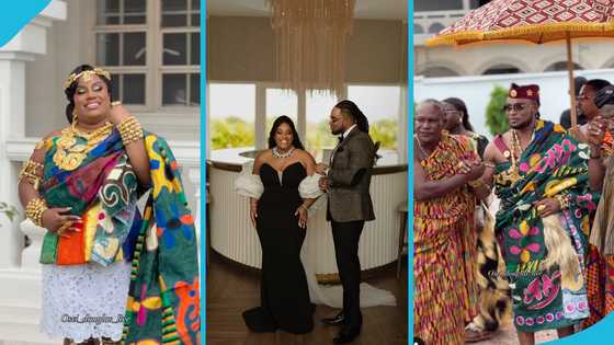 Ghanaian musician Joseph Matthew's bride trends with her colourful kente ensemble for their lavish wedding
