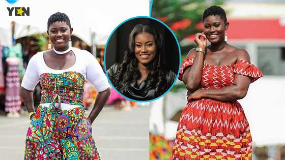 Afua Asantewaa looks totally unrecognisable as she rocks beautiful curly wig and stylish black dress