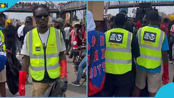 Stop Galamsey Now: Buz Stop Boys join protestors to collect litter on protest route, video warms hearts