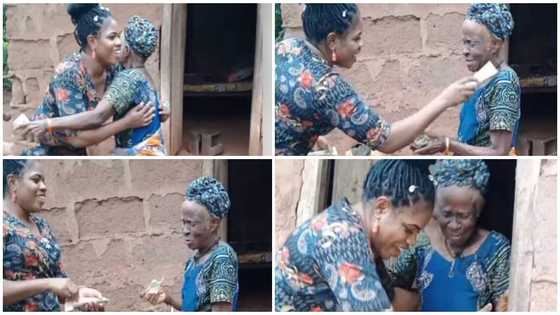 Young lady visits woman who is over 100 years old & sprays cash on her in video