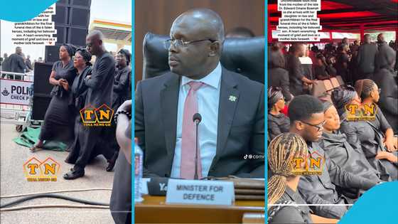 Omane Boamah's mother breaks down in tears as she arrives at his funeral with his children, video