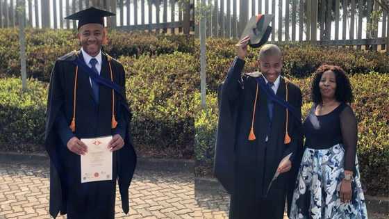 Man who dropped out of school celebrates bagging his diploma in accounting; he thanks his mom