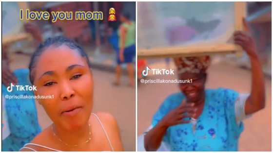 Ghanaian TikTok lady melts hearts as she flaunts her mom who sells bread in video