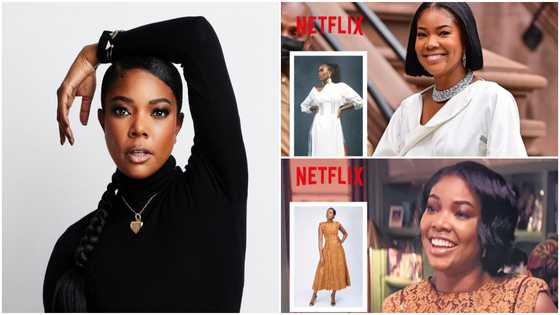 Gabrielle Union slays in white corseted dress and brown lace overlay by Ghanaian designer Christie Brown in Perfect Find movie