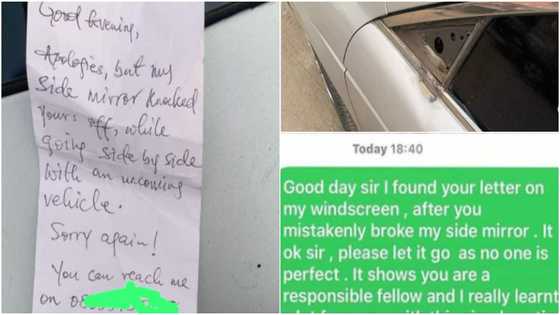 Nigerian Man Leaves Note for Vehicle Owner after Breaking His Mirror, its Content Touches People's Hearts