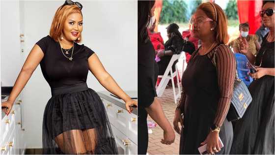 McBrown's 'too fashionable' dress at one-week observance for Eddie Nartey's wife gets fans bashing her (video)
