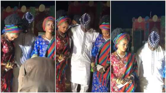 Are they fighting? - Many react as man dances with 2 young brides who look very sad in viral video