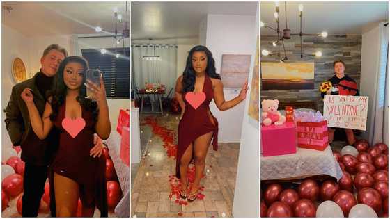 Black lady shows off her white boyfriend on Valentine's Day