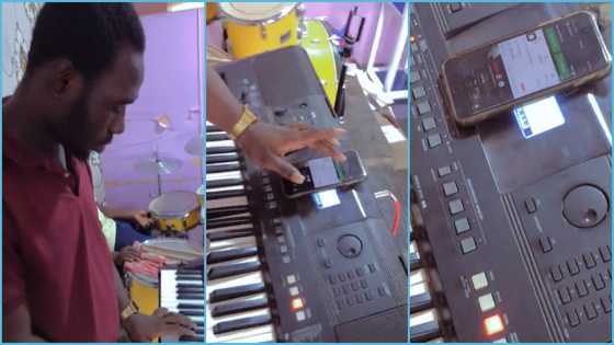 Ghanaian man sparks reactions as he checks bet slip while playing keyboard during church service