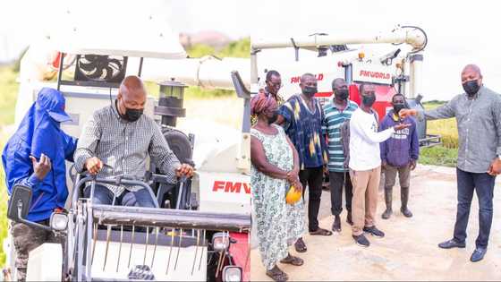 Okudzeto Ablakwa hands over brand new combine harvester to rice farmers in Aveyime