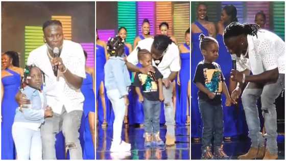 Stonebwoy's children give him a pre-Father's Day surprise as they join him on stage to perform, video warms hearts