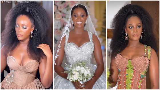 Miss Malaika 2015 contestant shows cleavage in corseted kente gown for her traditional wedding