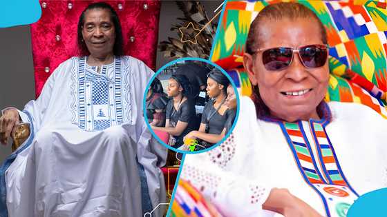 Kantanka's twin granddaughters get emotional as they mourn him in public, video stirs reactions