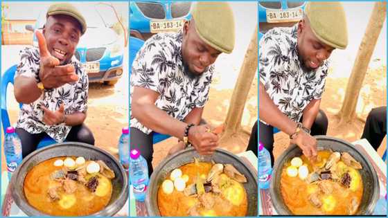 Ghanaian teacher eats large pot of fufu worth GH¢100, teases people lamenting of hardship