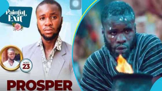 Prosper Owusu: Funeral poster of AAMUSTED chief priest who died during procession drops, peeps mourn