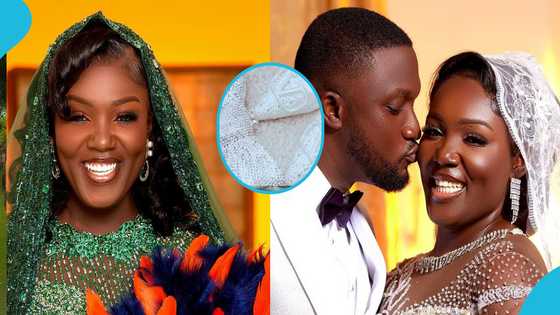 Adom TV presenter Tima Kumkum rocks GH¢16,500 Valentino Garavani crystal covered shoes for her white wedding