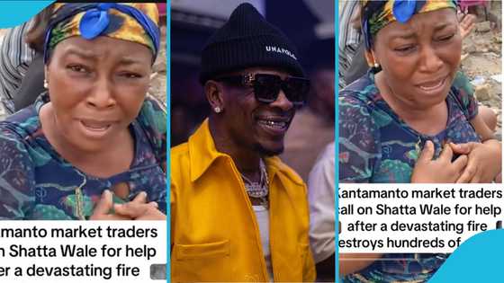 Kantamanto market woman begs Shatta Wale for help after losing everything