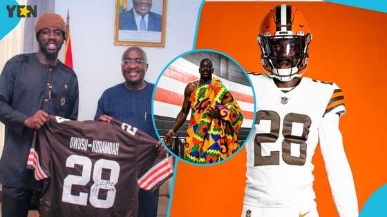 NFL star Jeremiah Owusu-Koramoah wins over Ghanaians as he rocks Kente while dancing Adowa at season opener