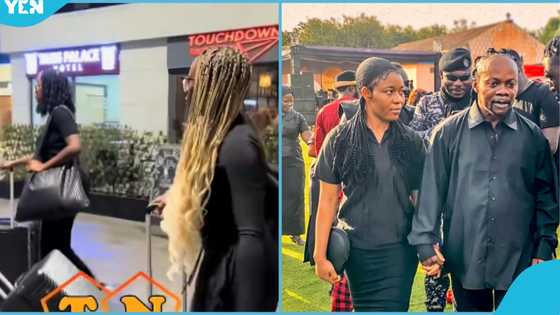 Daddy Lumba's twin daughters arrive in Ghana, video of them dressed in black attire evokes sorrow