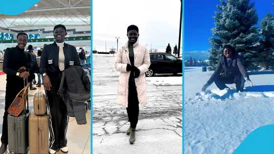 Afua Asantewaa travels to Canada with her husband, basks in the snow