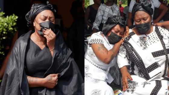 “Eii acting paa be this” - Fans say over behaviour of Afia Schwar and mum at her father’s funeral